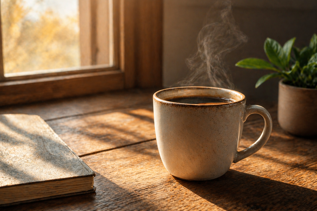 Beginner friendly coffee setup at home with warm morning light